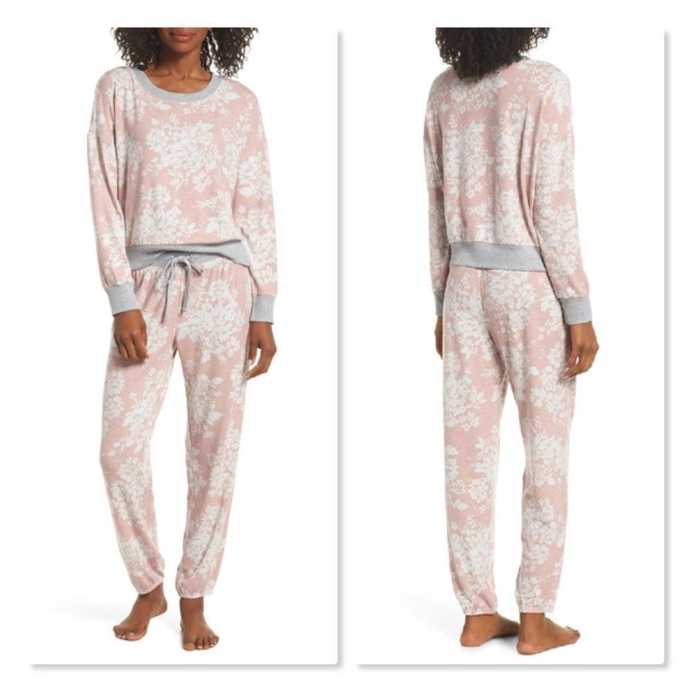 Splendid Cozy Westport Pajama Set size Medium in Pink Winter Blossom